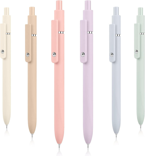 Gel Pens, Aesthetic Office College Supplies, Birthday Gifts for Women, Black Ink Cute Pens, 6 Pack