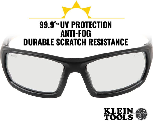 Klein Tools 60163 Safety Glasses, Professional PPE Protective Eyewear with Scratch Resistant Clear Lens