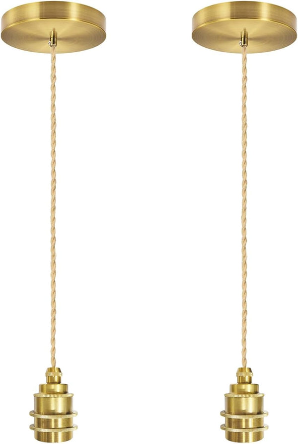 2Pack Gold Pendant Light Cord Kit, 4.92ft Adjustable Woven Hanging Lights Fixtures,