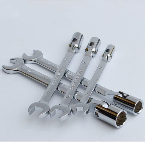 FLZOPSER 12mm Double Headed Rotary Hex Socket Head Open End Combination Spanner Wrench for Auto Repair