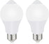 Motion Sensor Light Bulbs, 9W A19 LED, 60W Equivalent, E26 800lm 5000K Daylight, Dusk to Dawn, 2 Pack for Indoor Outdoor
