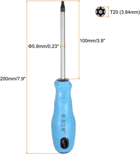 Magnetic Torx Screwdrivers T20 (3.84mm) Star Bit Nut Driver 6-Point Security Repair Tool with a Hollow Hole for Electronics Repair Home Improvement Craft