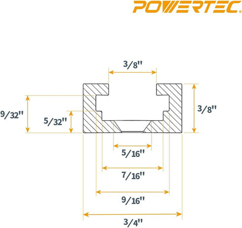 POWERTEC 71704 3" T-Track Intersection Kit, 2 Sets with Predrilled Mounting Holes for Woodworking Jigs