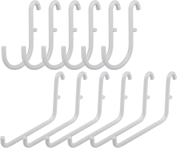 Pegboard Hooks 12 Pack Compatible with IKEA Skadis, Includes 6 L Style and 6 J Style Pegboard Accessories