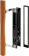 Prime-Line C 1130 Diecast Black Finish Flush Sliding Patio Door Handle with Wood Pull, Single Pack