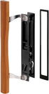 Prime-Line C 1130 Diecast Black Finish Flush Sliding Patio Door Handle with Wood Pull, Single Pack