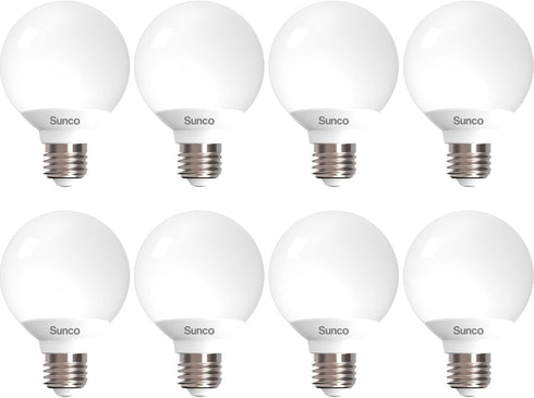 Sunco Lighting 8 Pack Vanity Globe Light Bulbs G25 LED, 3000K Warm White, Dimmable 450 LM, E26 Base, UL