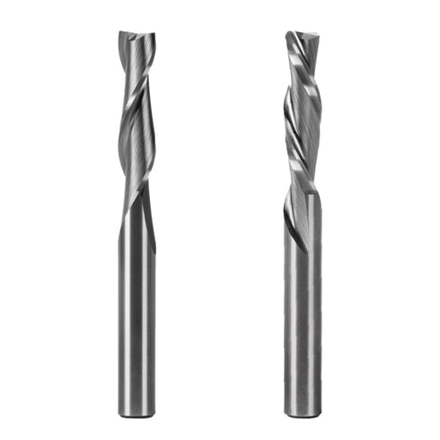 POWERTEC 2-Piece Solid Carbide Spiral Router Bit, 1/4" Shank, Woodworking Router Bits for CNC and Router Tool