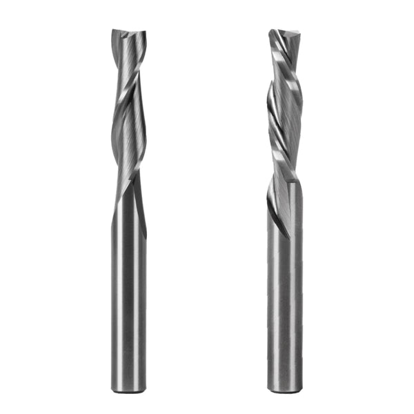 POWERTEC 2-Piece Solid Carbide Spiral Router Bit, 1/4" Shank, Woodworking Router Bits for CNC and Router Tool