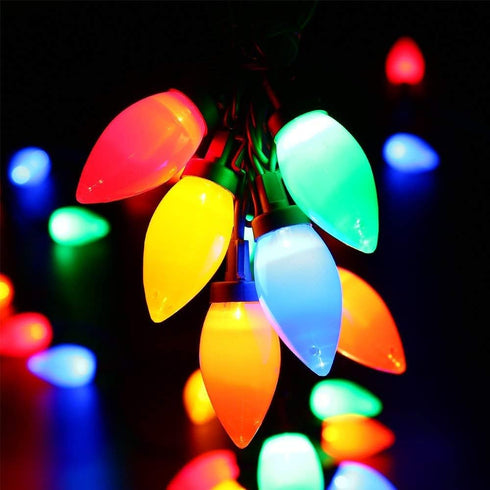 C9 Bulbs 50 32ft 50LED) HAYATA Multi Color Big Classic Christmas Lights LED Indoor Outdoor Home Yard Xmas Tree