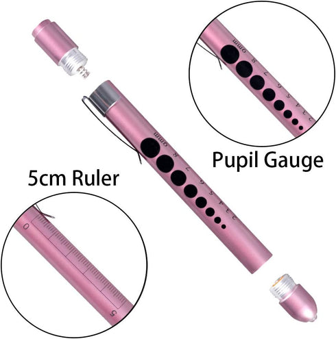Aokin Medical Pen Light for Nurse Doctor, Reusable LED Flashlight with Pupil Gauge and Ruler, White Light