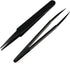MMOBIEL 5Pcs Anti-static Multifunctional Plastic Precision Tweezers Set, Pointed Tip Tweezers for Electronics, Jewelry-Making, Laboratory Work, Repair Black