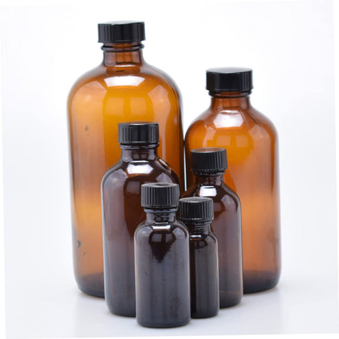 Set 4 of Refillable Boston Round Glass Bottles for Essential Oils