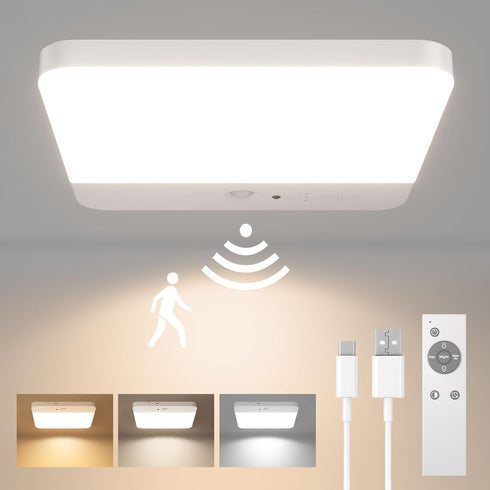 FULEN Motion Sensor Ceiling Light Fixture, Cordless Closet Light Battery Operated, Rechargeable