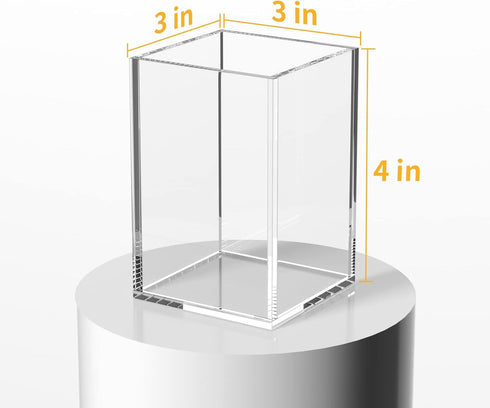 NIUBEE Acrylic Pen Holder 2 Pack, Clear Desktop Pencil Cup Organizer for Office Desk Accessory