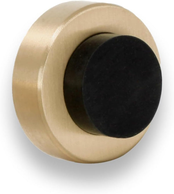 EVI Wall Mounted Doorstop in Natural Silicone, Adhesive or Screw Installation, Brass Matte (Mod. I-254)