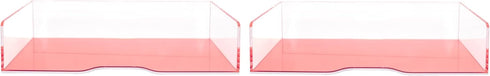 Rose Gold Mirror 2 Pack, Acrylic Stackable Letter Tray, Clear Paper Organizer for Office, Vanity, Desk Organization