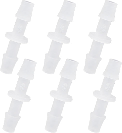 Plastic Hose Barb Fitting, 1/4" x 1/4" Pipe Connectors, Barbed Splicer Mender Joint Adapter, 6 Pcs