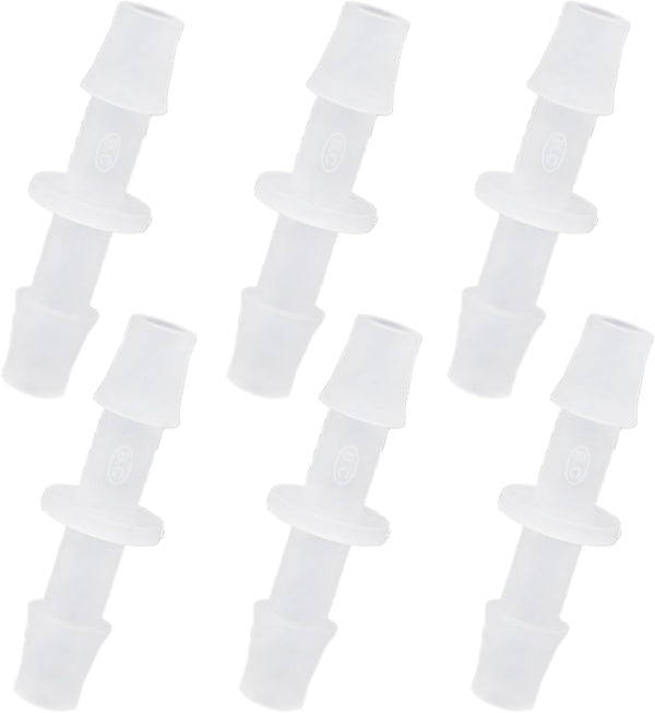 Plastic Hose Barb Fitting, 1/4" x 1/4" Pipe Connectors, Barbed Splicer Mender Joint Adapter, 6 Pcs