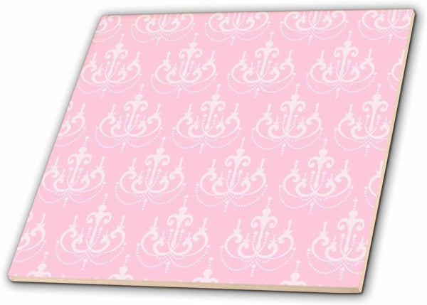 3dRose Pink Chic Chandeliers 8 Inch Ceramic Tile
