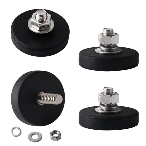 aosdanting 4pcs Rubber Coated Magnets with Bolts, Heavy Duty Magnets M6 Male Thread,
