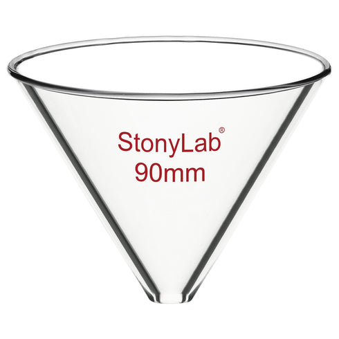 stonylab Glass Funnel, Thickened Borosilicate Glass, Stemless Funnel, 90 mm Inner Diameter for Lab Use