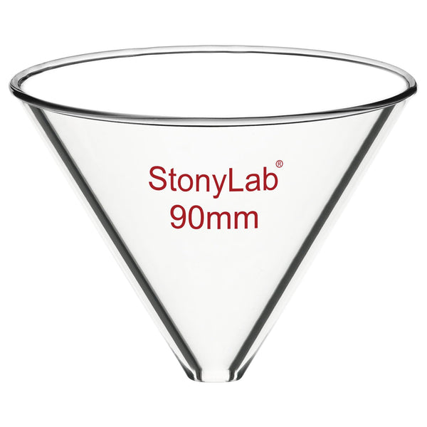 stonylab Glass Funnel, Thickened Borosilicate Glass, Stemless Funnel, 90 mm Inner Diameter for Lab Use