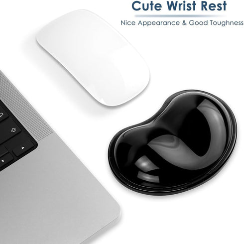 Soft Mouse Wrist Rest Pad, Comfortable Cool Silicone Gel Ergonomic Cushion for Laptop Computer Office & Home (Black)