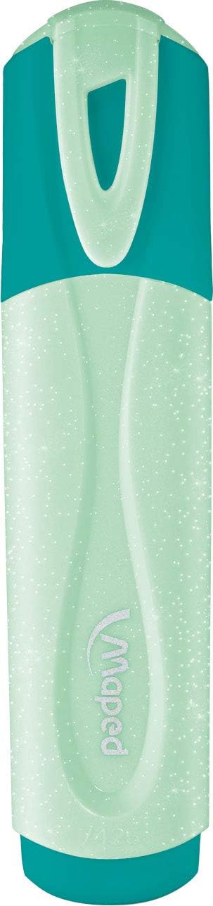 Maped Fluo Peps Pastel Glitter Highlighters, Pack of 12, Innovative Dual-Beveled Tip, Enhanced Visibility