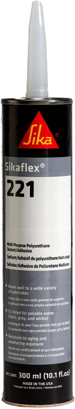 Sika Sikaflex-221, Black, Multi-purpose Polyurethane Sealant/Adhesive, 10.1 fl oz
