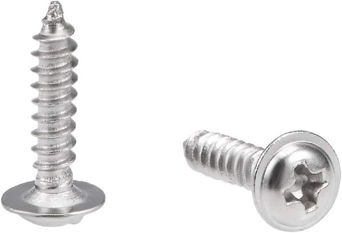 uxcell 2.3x10mm Self Tapping Screws, Phillips Pan Head with Washer, 304 Stainless Steel Fasteners, 50Pcs
