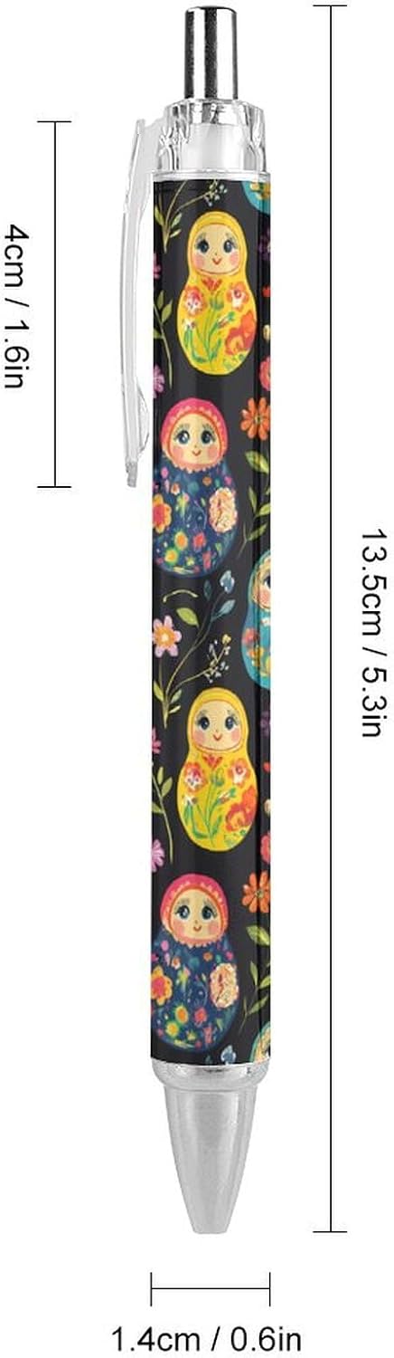 Generic 0.5mm 1 Russian Nesting Dolls Flowers Retractable Ballpoint Pen Smooth Writing Gel Ink Pens Black Inks