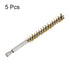 5Pcs Bore Brush Brass 10mm Dia Cleaning Twisted Bronze Wire Brush with Handle, 1/4 Inch Hex Shank
