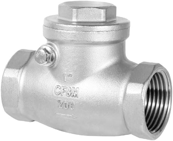 1/2" Stainless Steel Check Valve, NPT Threaded Horizontal Check Valve for Water, Oil, and Air