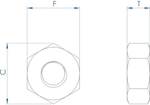 Stainless 4-40 Hex Nut (100 pcs) - 18-8 304 Stainless Steel, Bright Finish
