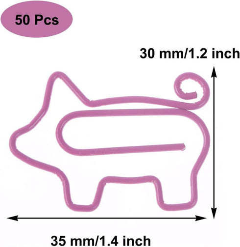 EORTA 50 Pieces Paperclips Pink Pigs Shaped Metal Clips Pin Cute Cartoon Animals Note Clips for Bookmark Photoes Stationary Scrapbooking Craft, 30x35 MM, Pink Pig