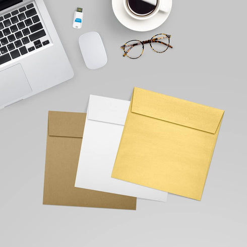 LUXPaper Square Invitation Envelopes | Peel & Press | Gold Metallic | 5 1/2" x 5 1/2" | 50 Qty