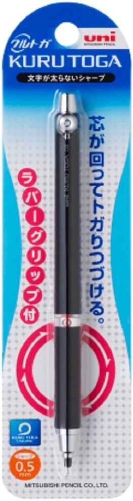 Uni Mechanical Pencil, Kuru Toga Rubber Grip Model 0.5mm, Black (M56561P.24)