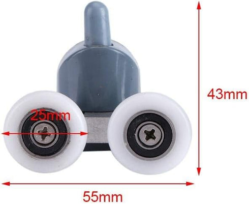 TOPINCN Shower Door Rollers - 8 Pcs Twin Bottom Top Pulleys Wheels Runners Replacement Kit for Bathroom