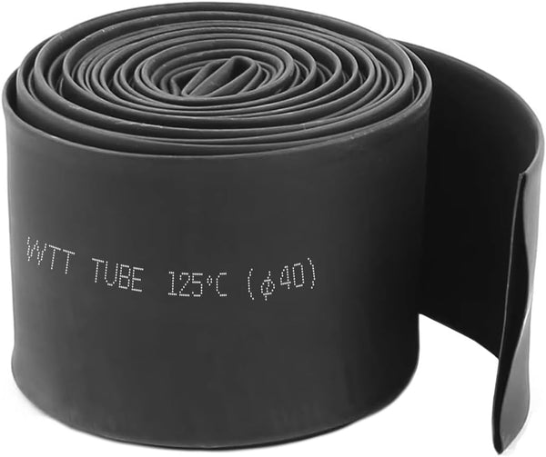 Heat Shrink Tube, Black Electrical Cable Sleeving, 2:1 Ratio (3M / 10Ft, Dia.40mm)