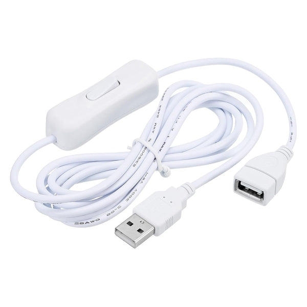 MECCANIXITY USB Extension Cable with ON/Off Switch, 2 Meter USB Male to Female Cord, Pack of 2