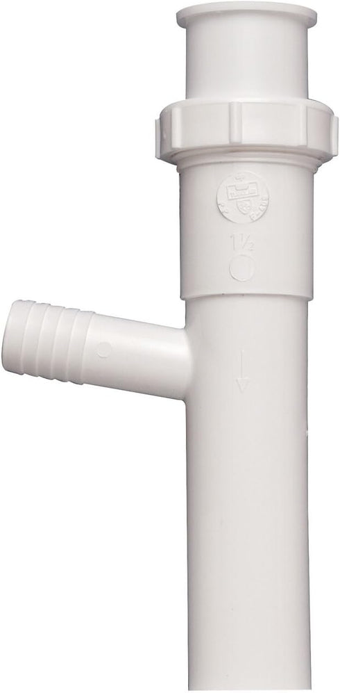 Keeney 35-8WK 1-1/2-Inch by 8-Inch Branch Tailpiece, Direct Connect or Slip Joint, White, 5/8-Inch O.D.