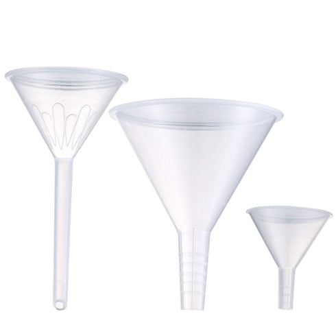 Plastic Funnel Set, 3 Pcs Lab PP Funnels (Pack of 3) 100mm x 2, 75mm x 2, 50mm x 2