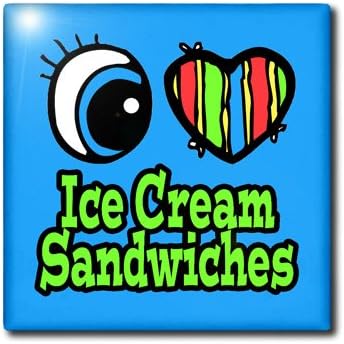 3dRose 12 Inch Bright Eye Heart I Love Ice Cream Sandwiches Ceramic Tile