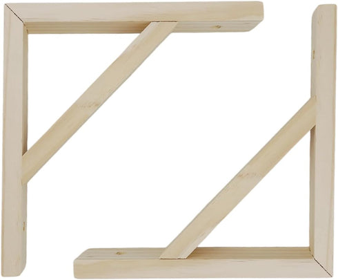 Dnyta 2 Pcs Rustic Wall Mount Wood Shelf Brackets, 7.8"x7.8" Unfinished Solid
