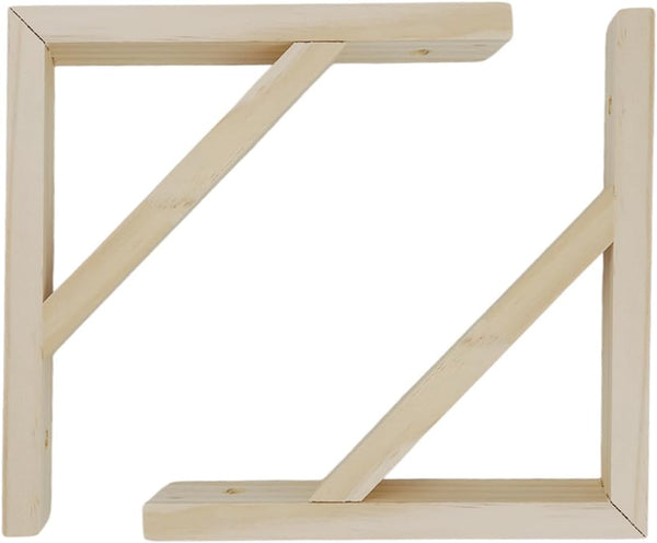 Dnyta 2 Pcs Rustic Wall Mount Wood Shelf Brackets, 7.8"x7.8" Unfinished Solid