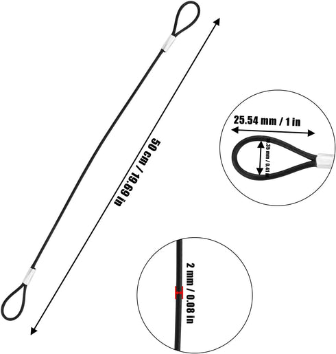 4 pcs Stainless Steel Wire Cable with Loops, 20 Inch Vinyl Coated Rope for Outdoor Travel Home Hanging
