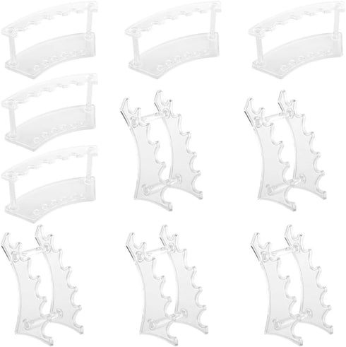 Texvora Set 10, 6-Slot Clear Acrylic Pen Holders Of Vertical & Horizontal Pen Display Racks, Makeup Brush