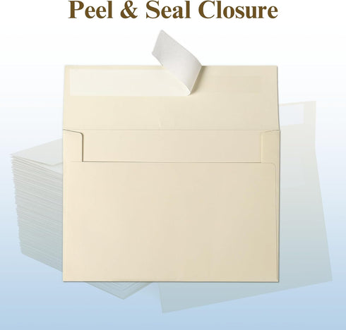 5x7 A7 100 Pack Goefun Cream Blank Flat Note Cards and Envelopes (NOT FOLDED), Flat Cream Cardstock and Envelopes Self