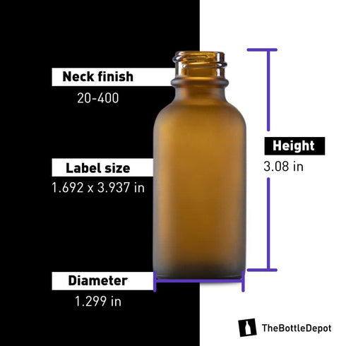 The Bottle Depot - 24 Pack - 1 oz Glass Bottles with Dropper, Amber Frosted, Boston Round, UV Rays Protection